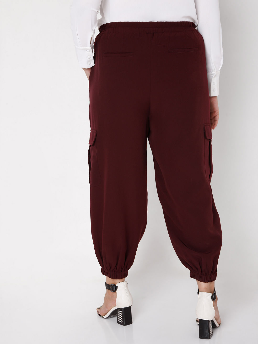 Women's maroon cargo pants with pockets - Clothing red || Maroon | WOMAN \  CLOTHING \ PANTS \ Joggers & Sweatpants WOMAN \ CLOTHING \ PANTS \ Cargo  Pants |